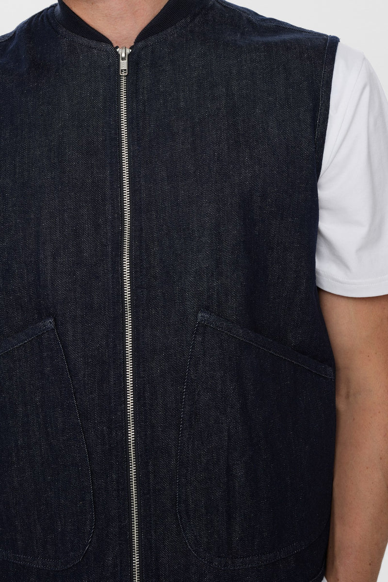 Anerkjendt AKROBIN DENIM GILET - Dark Blue Denim