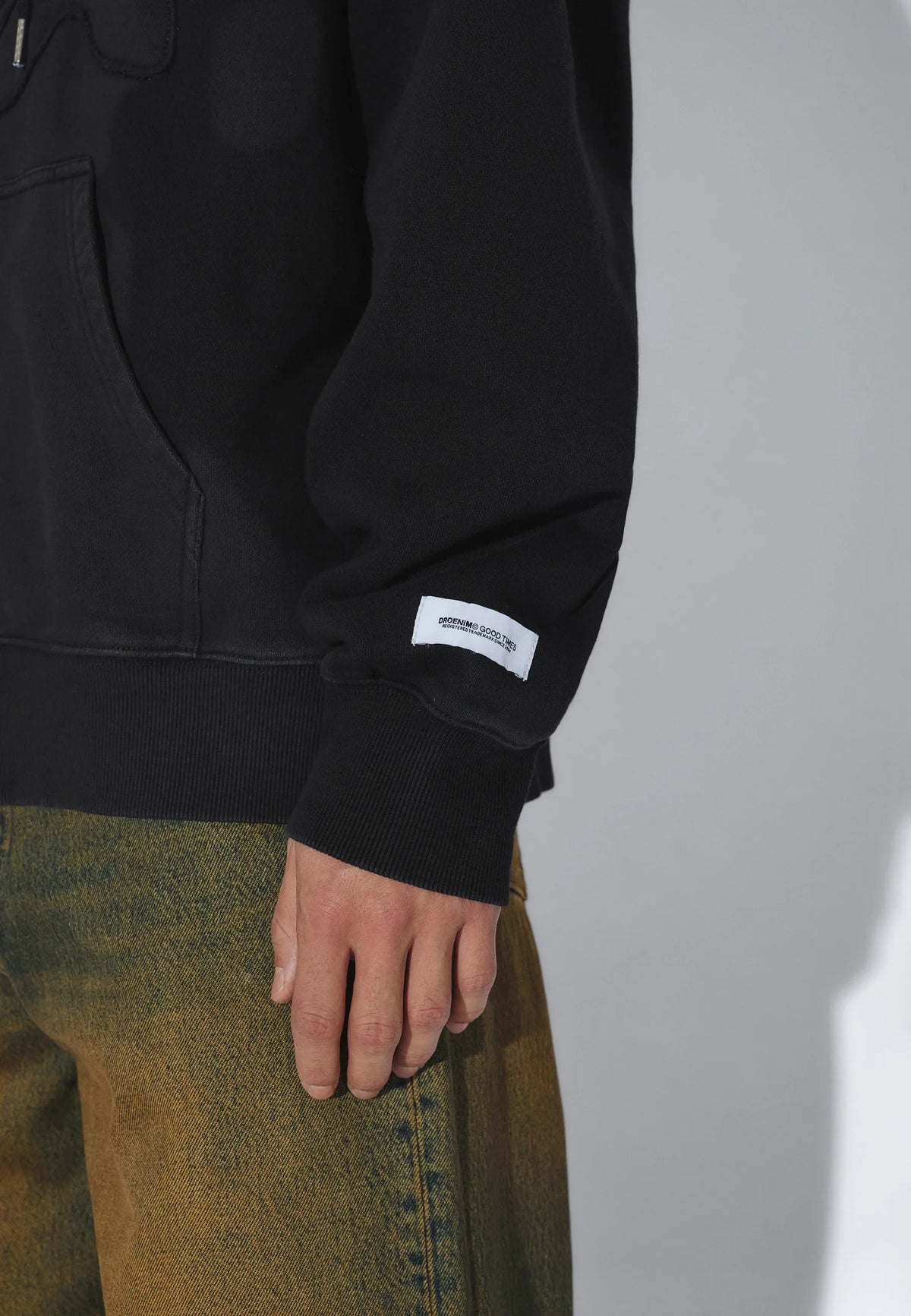 Dr. Denim Aiden Zip Hoodie- Washed Black Patch