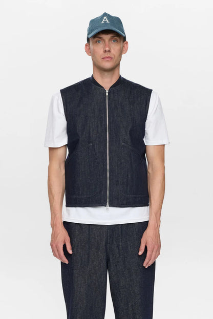 Anerkjendt AKROBIN DENIM GILET - Dark Blue Denim