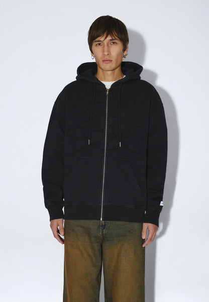Dr. Denim Aiden Zip Hoodie- Washed Black Patch