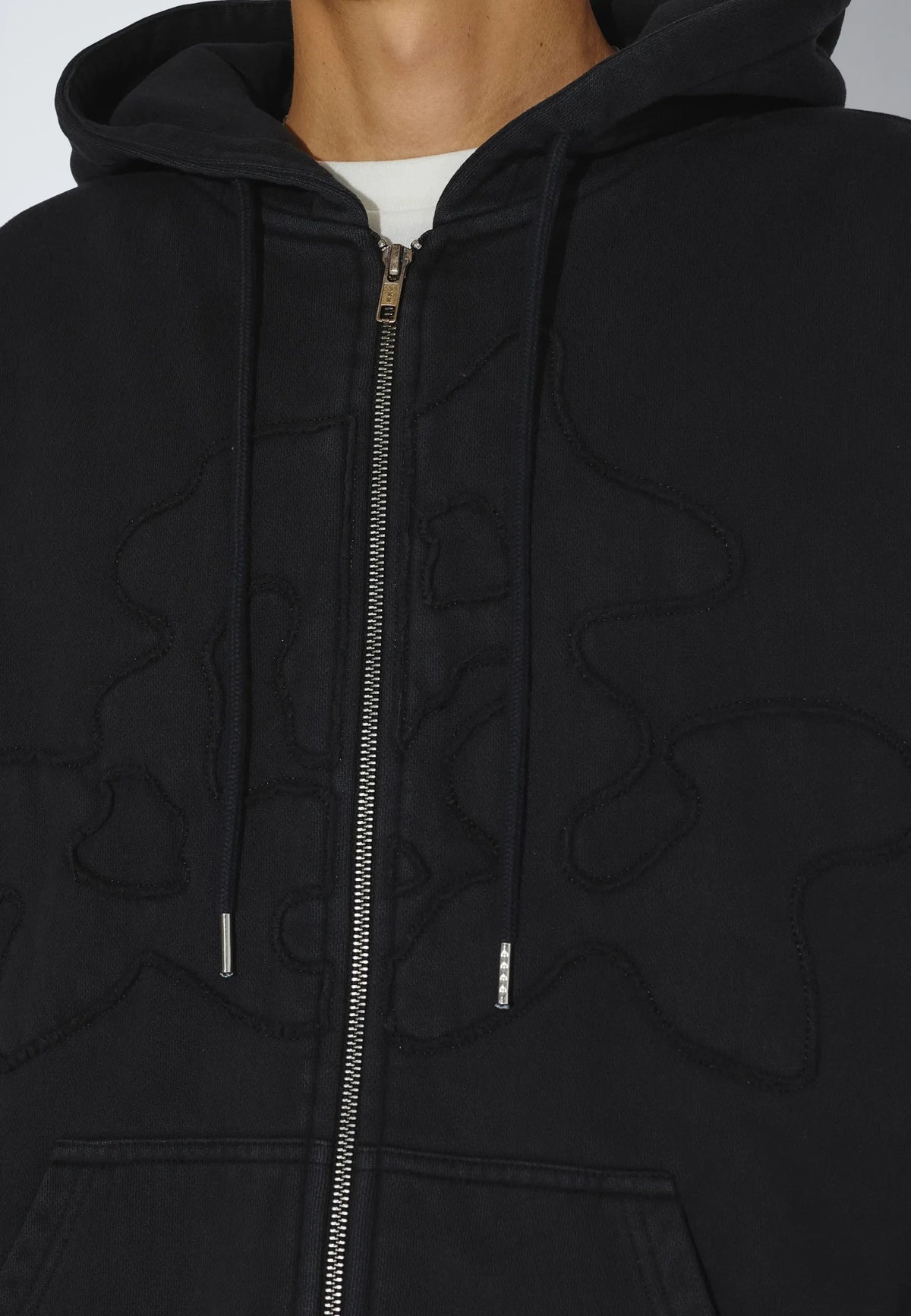 Dr. Denim Aiden Zip Hoodie- Washed Black Patch