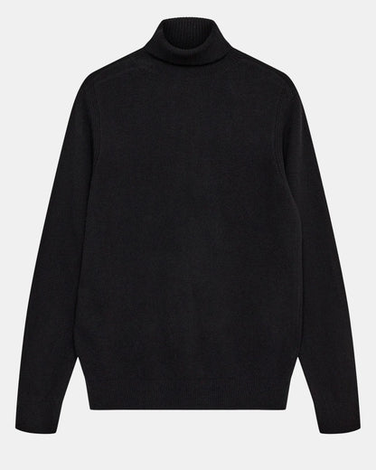 Anerkjendt Aknico Solid Roll Neck Lambswool Caviar