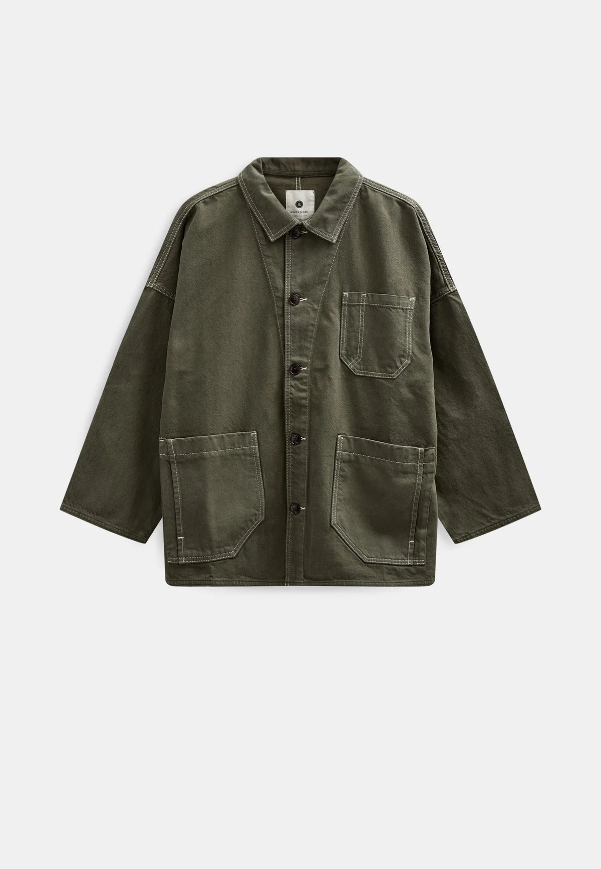 Anerkjendt Akowen Twill Overshirt - Forest Night