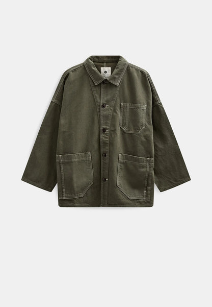 Anerkjendt Akowen Twill Overshirt - Forest Night