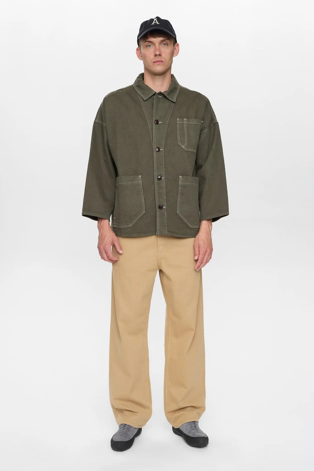 Anerkjendt Akowen Twill Overshirt - Forest Night