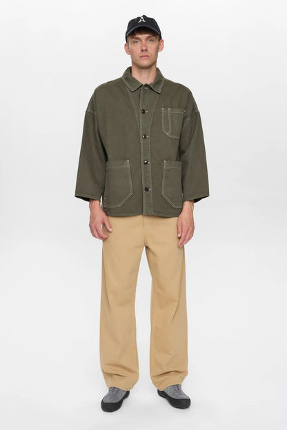 Anerkjendt Akowen Twill Overshirt - Forest Night