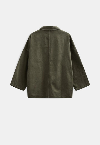 Anerkjendt Akowen Twill Overshirt - Forest Night
