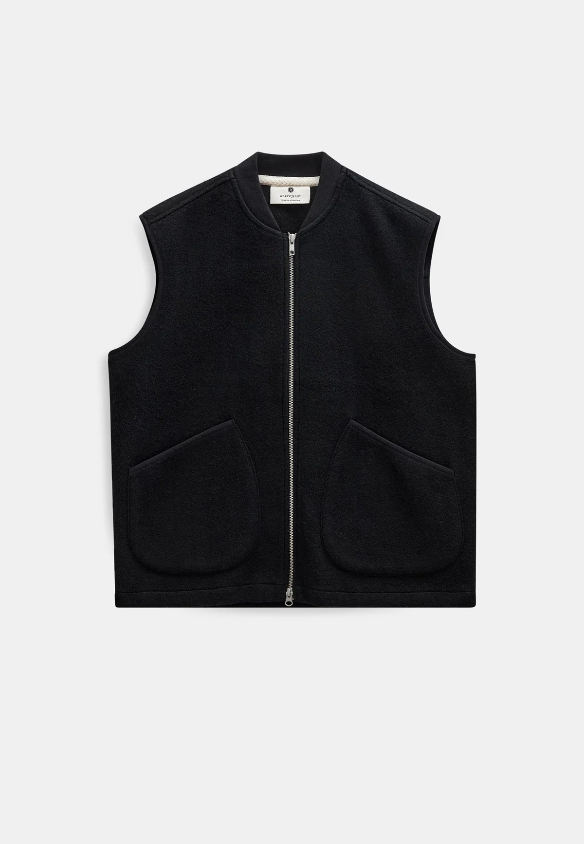 Anerkjendt Akrobin Boiled Wool Gilet- Caviar