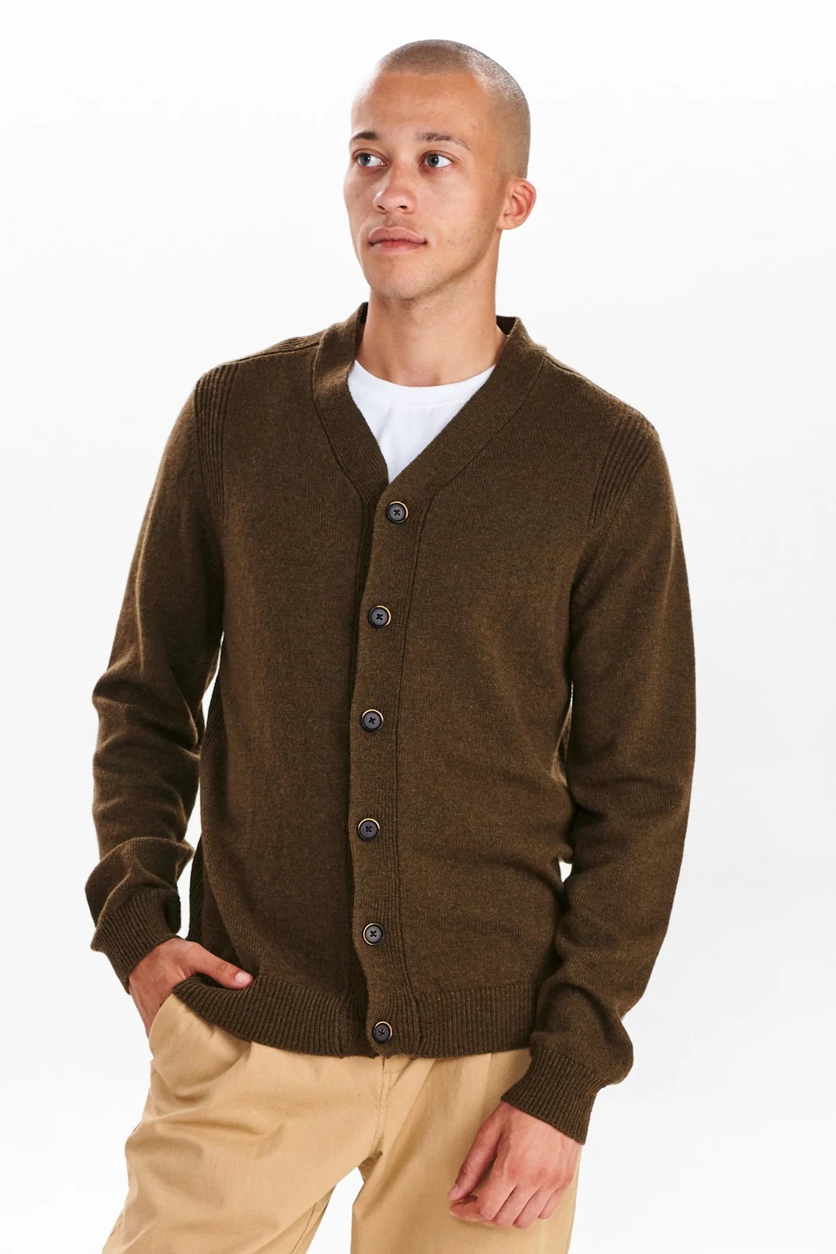 Anerkjendt Aksvendt Lambswool Cardigan Forest Night
