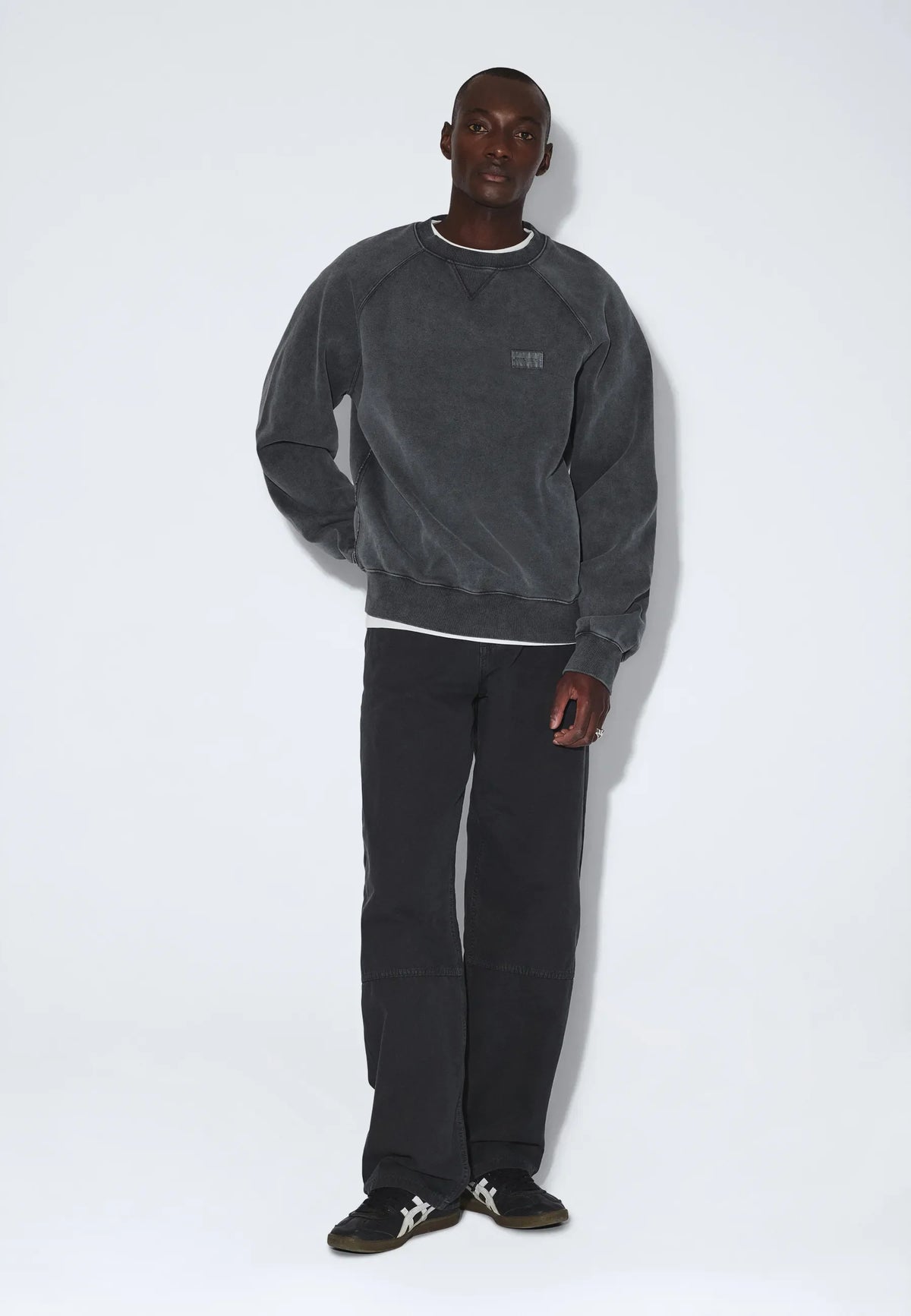 Dr Denim Andie Sweater Grey Black Overdye