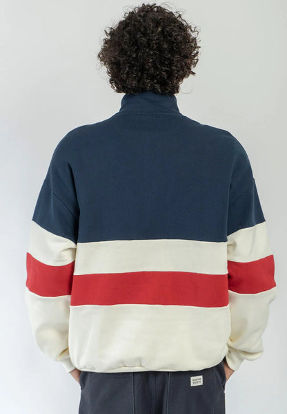Kaotiko Crew Zipper Carter- Ivory/Blue/Salsa