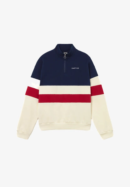 Kaotiko Crew Zipper Carter- Ivory/Blue/Salsa