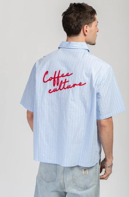 Kaotiko Coffee Culture Shirt Blue/White Stripes