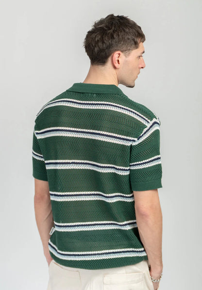 Kaotiko Enzo Green Striped Polo Shirt