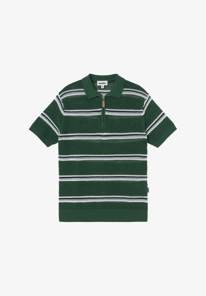Kaotiko Enzo Green Striped Polo Shirt
