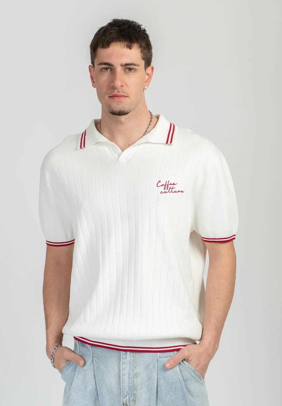 Kaotiko Coffee Culture Knitted Polo T-Shirt