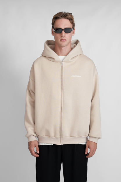 Kiub Zipper Hoodie Beige