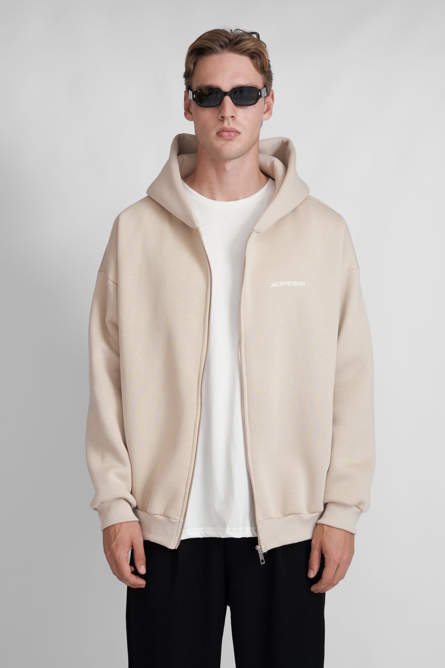 Kiub Zipper Hoodie Beige