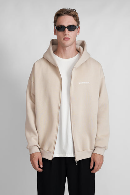 Kiub Zipper Hoodie Beige
