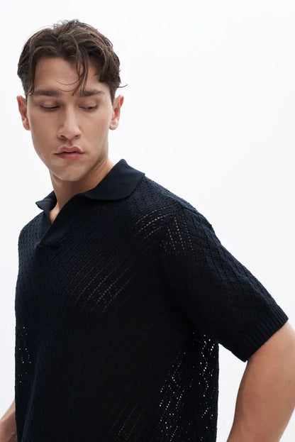 Complice Riviera Knit Polo Black