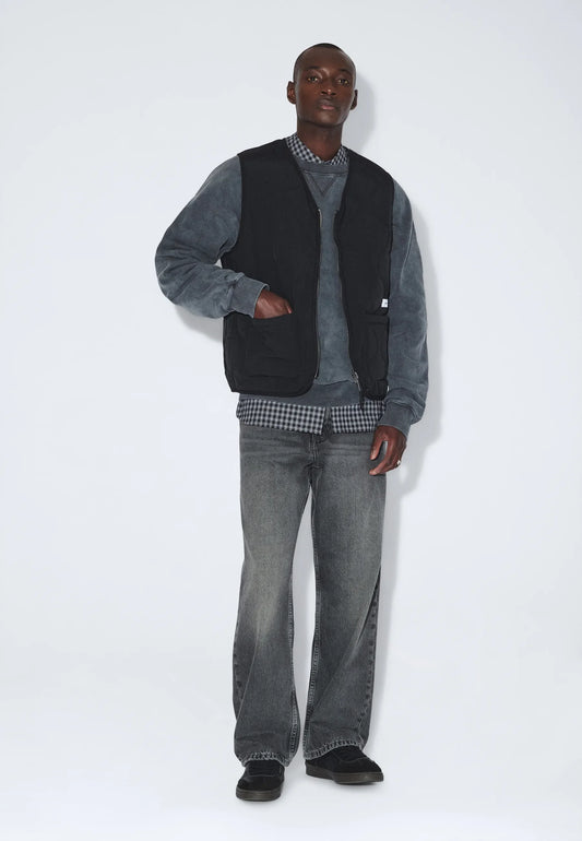 Dr. Denim Terry Quilted Vest- Black