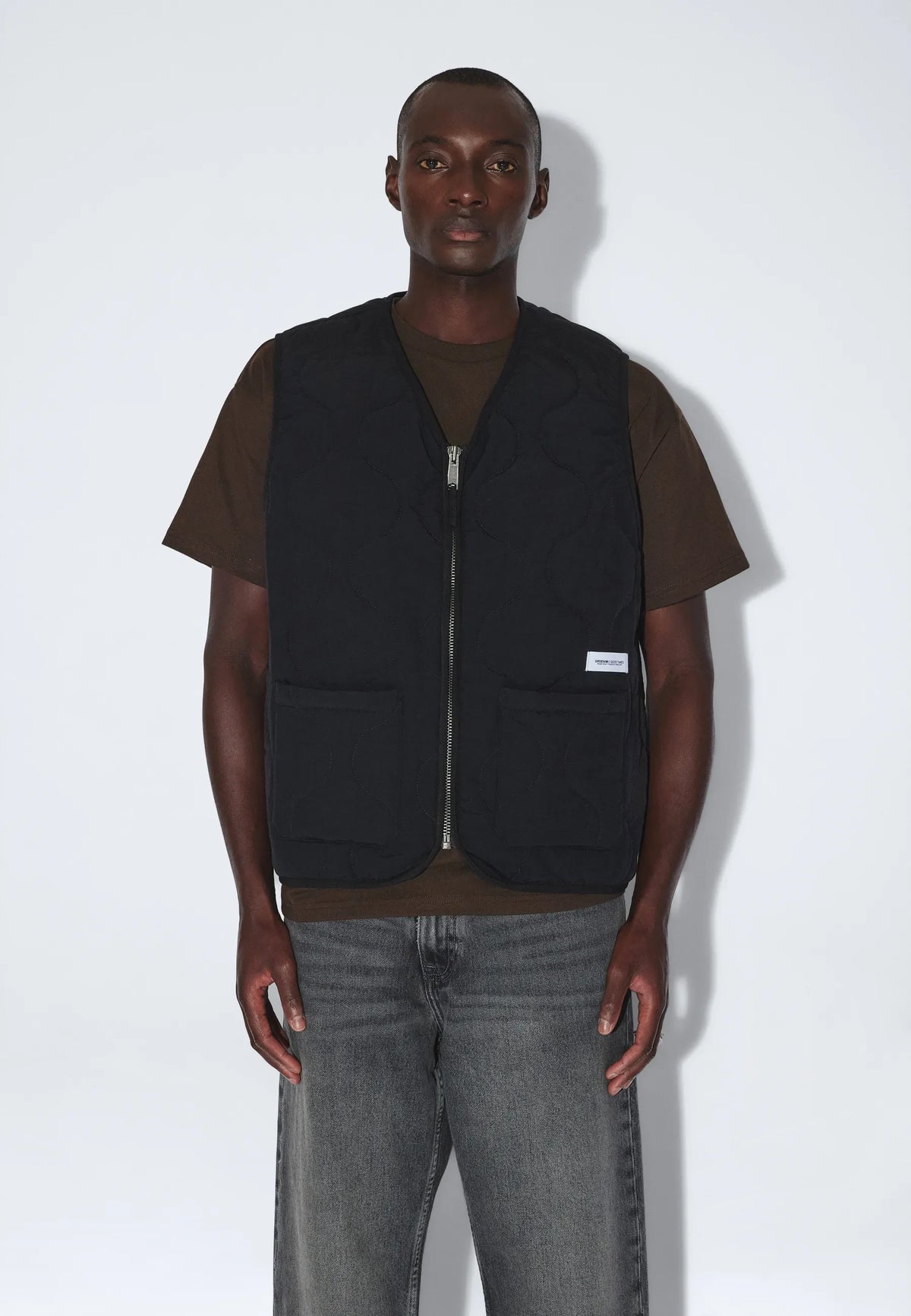 Dr. Denim Terry Quilted Vest- Black