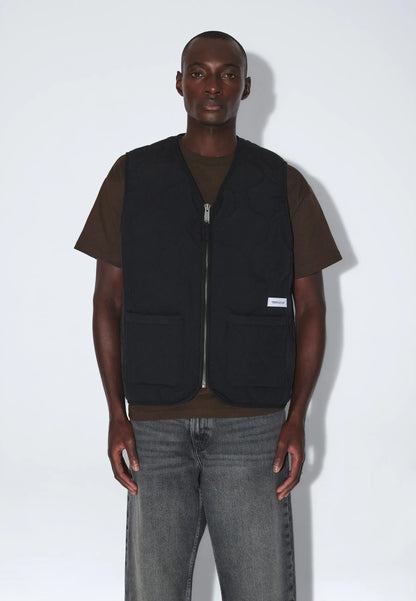 Dr. Denim Terry Quilted Vest- Black