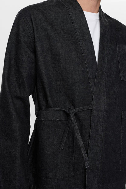Anerkjendt Akjesper Selvedge Denim Kimono - Black