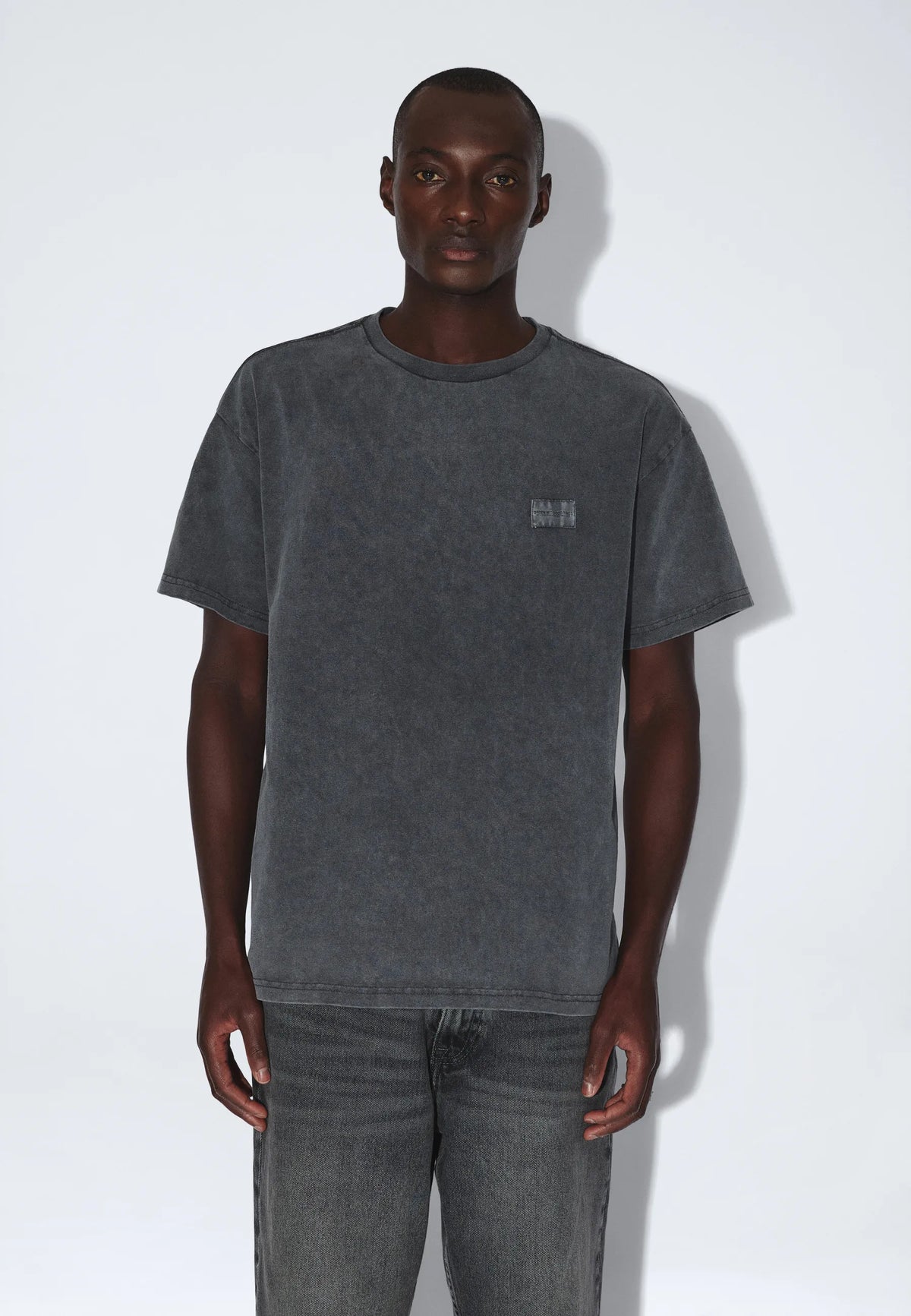 Dr Denim Trooper Tee Grey Black Overdye
