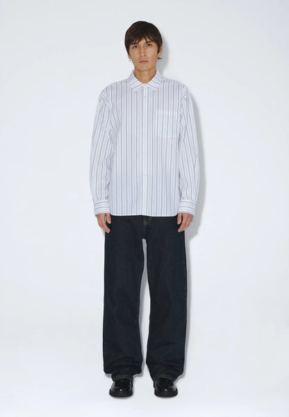 Dr. Denim Wes Shirt - Ecru Tan Stripe