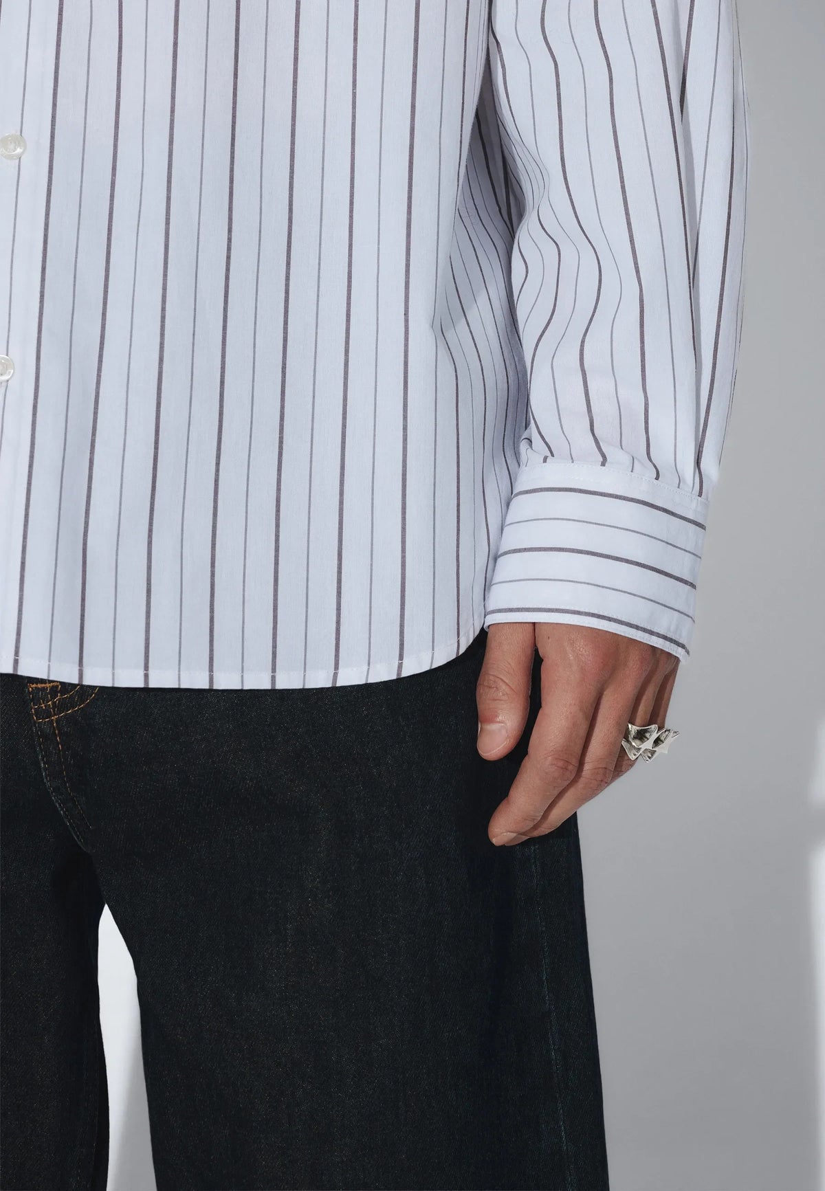 Dr. Denim Wes Shirt - Ecru Tan Stripe