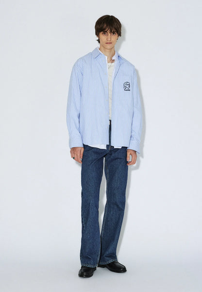 Dr. Denim Wes Shirt Lt Blue Stripe Draw
