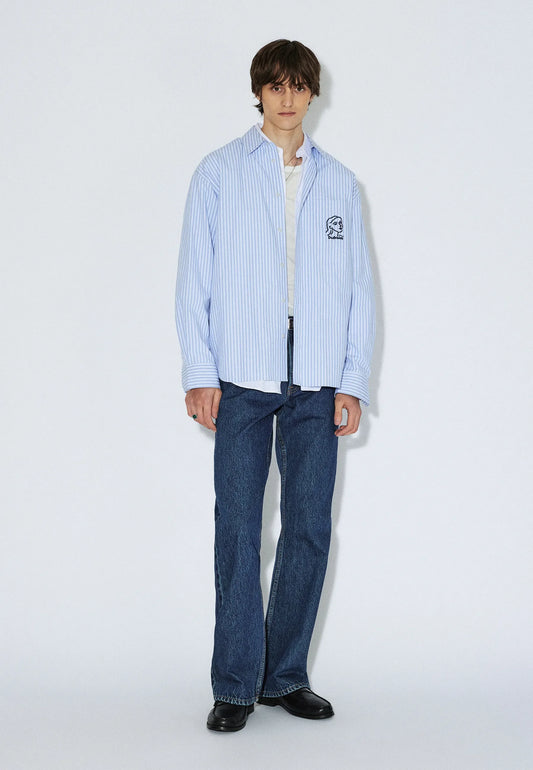 Dr. Denim Wes Shirt Lt Blue Stripe Draw